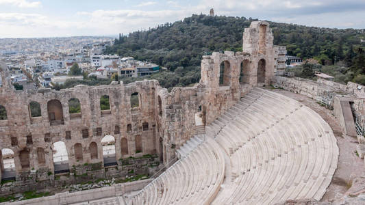 希腊雅典卫城希律德阿提丘斯颂歌全景