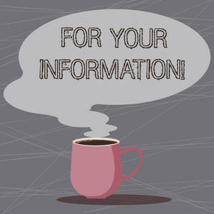 为您的信息撰写文字文本。信息的商业概念是共享的, 不需要直接的行动需要杯热咖啡与空白颜色的语音泡泡作为蒸汽图标