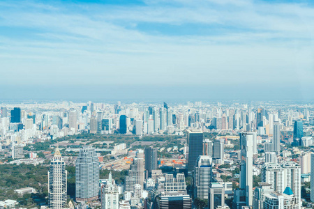 美丽的城市景观与建筑和建筑曼谷泰国天际线