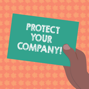 显示保护您的公司的书写记录。商业照片展示保持了公司的良好声誉拉胡分析手持有空白彩色纸纸板