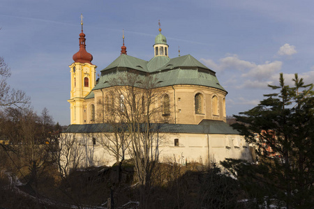 巴罗克式的巴罗克式拜访圣母玛利亚冬季朝圣之地捷克共和国