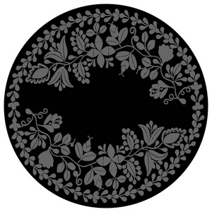 暗植物园月桂花圈白色背景上的暗矢量框架照片