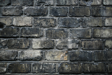 肮脏的旧砖墙背景。肮脏的砖质地。老式的墙壁背景。