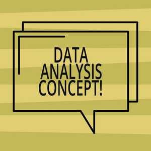 显示数据分析过程的文本符号。概念照片分析数据的程序或技术矩形轮廓透明漫画语音气泡照片空白空间