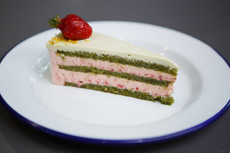  strawberry biscuit decorated with fresh straberries on top.Crea