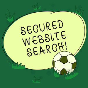 显示安全网站搜索的文本符号。概念照片浏览器和网站通信是加密的足球球上的草和空白概述圆颜色形状的照片