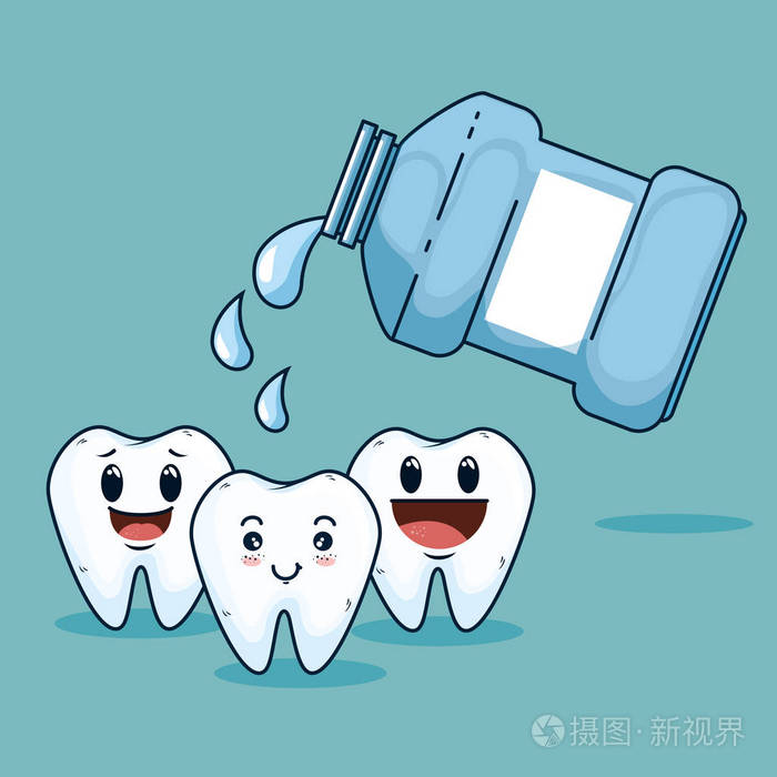 使用漱口水设备进行牙齿护理治疗插画-正版商用图片17wkqh-摄图新视界