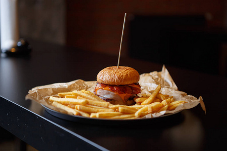  burned cheese served on plate in fastfood cafe