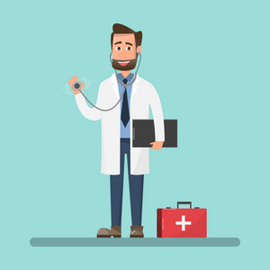 医学概念. 卡通人物. 平面样式的矢量插图.照片