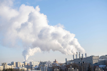 环境问题.工厂管道产生空气污染 b照片