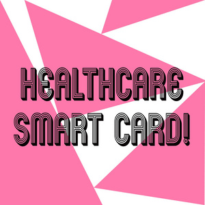 文字书写文本医疗保健智能卡. 具有患者基础知识的卡的商业概念是健康记录无缝随机图案照片中的三面几何颜色形状