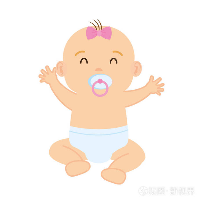 可爱的小女孩和婴儿角色