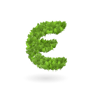 向量自然绿色生态叶子的 e 字母