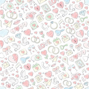 s Day  love symbols repeating background filling with crayon pa