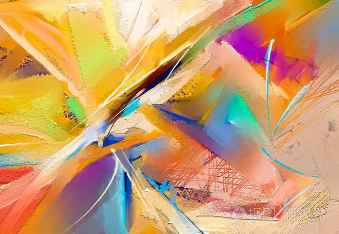 黄色红色的现代艺术油画. 当代背景艺术