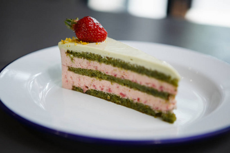  strawberry biscuit decorated with fresh straberries on top.Crea