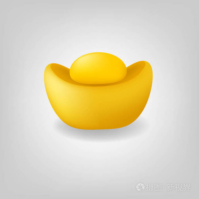 元宝中国金系的逼真矢量在白色背景上分离