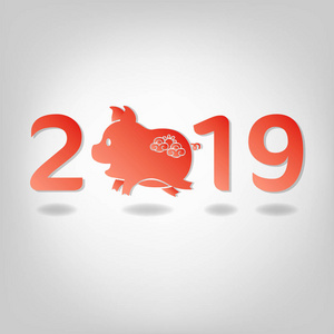 中国新年快乐。 猪年。 农历新年贺卡。