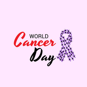 世界癌症日2月4日认识丝带背景的矢量插图。