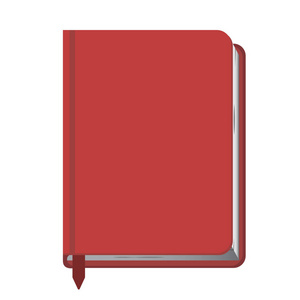 红色书的例证在一个闭合的形式与书签。向量书在被隔绝的白色背景