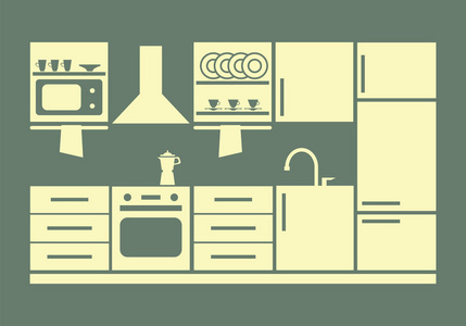 厨房家具。 矢量图