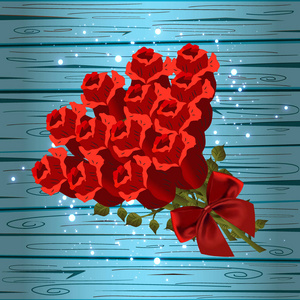 美丽的玫瑰是节日的玫瑰花束。 生日婚礼和其他节日。 矢量图。