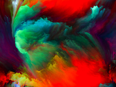 彩色流动系列。以音乐创意想象艺术和设计为主题的数码颜料流的图形组成