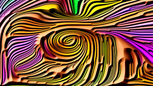 彩色浮雕浮雕图案的三维渲染设计,作为与自然形态几何,艺术本体,设计