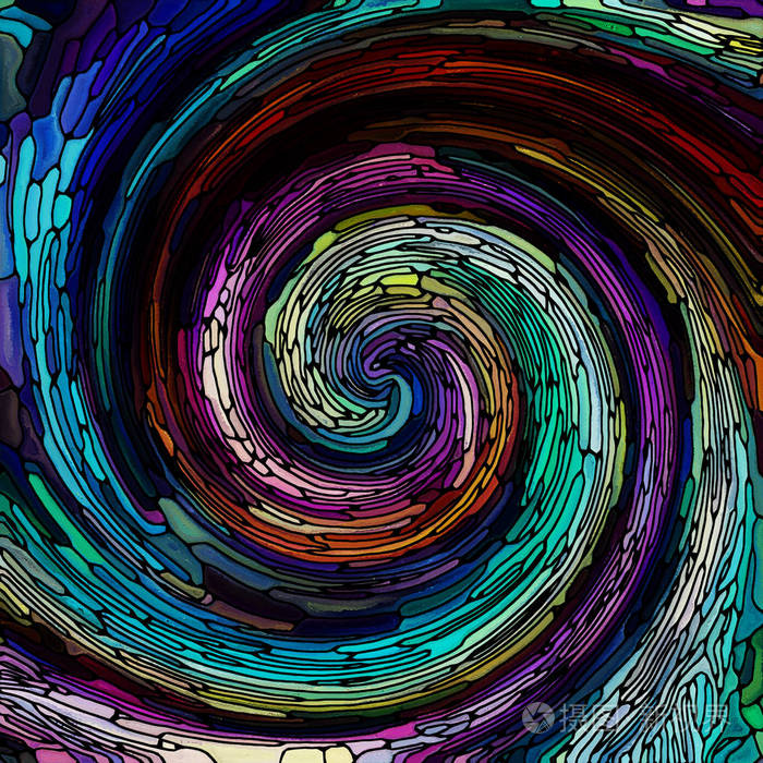 彩色碎片彩色彩色玻璃漩涡图案的图形组成,主题为色彩设计,创意,艺术