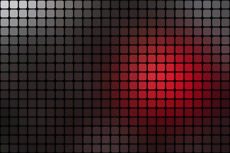 抽象矢量黑色和红色马赛克背景与方形瓷砖超过黑色，水平格式。