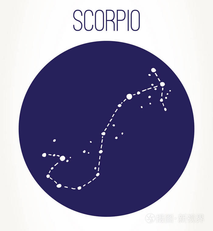 天蝎座手绘黄道星座.矢量图形占星术插图.西方占星术的神秘符号.