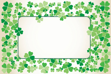 s Day light vector frame with small green fourleaf clover shamr