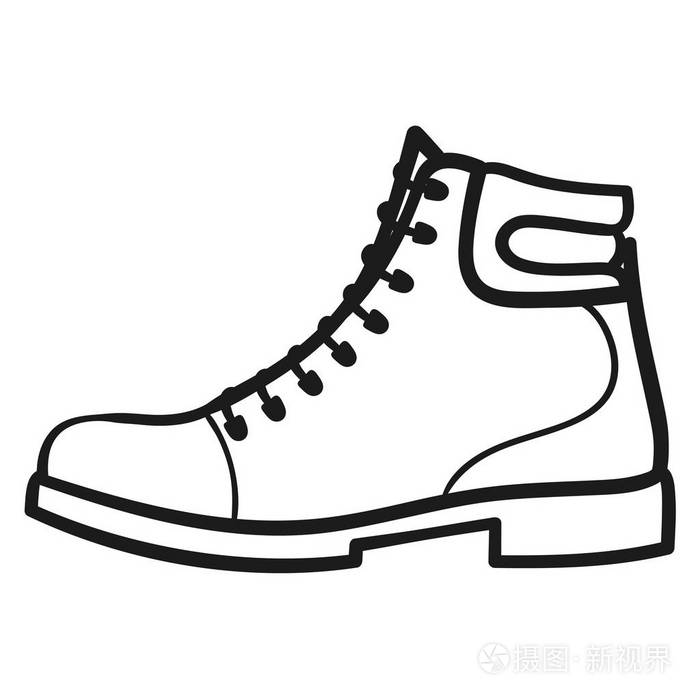 白色背景靴子的美丽手绘轮廓图标插画-正版商用图片17x9h7-摄图新视界