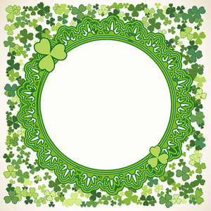 s Day vector round frame with small green trefoil clover shamroc