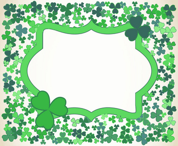 s Day vector frame with small green trefoil clover shamrock leav