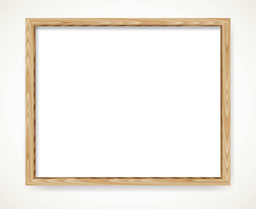 真实的最小矩形空白木框架隔离在白色背景上. 木制边框矢量插图.照片