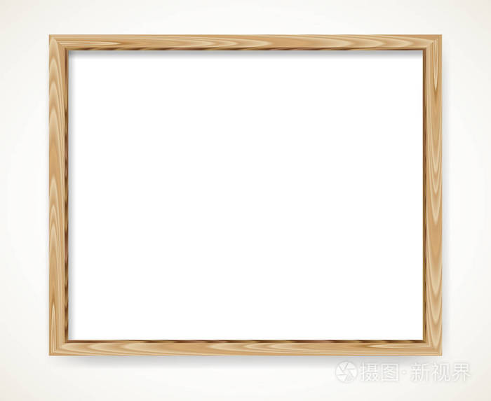 真实的最小矩形空白木框架隔离在白色背景上. 木制边框矢量插图.