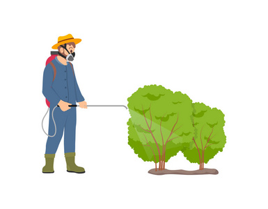 农民喷淋灌木图标向量插图照片