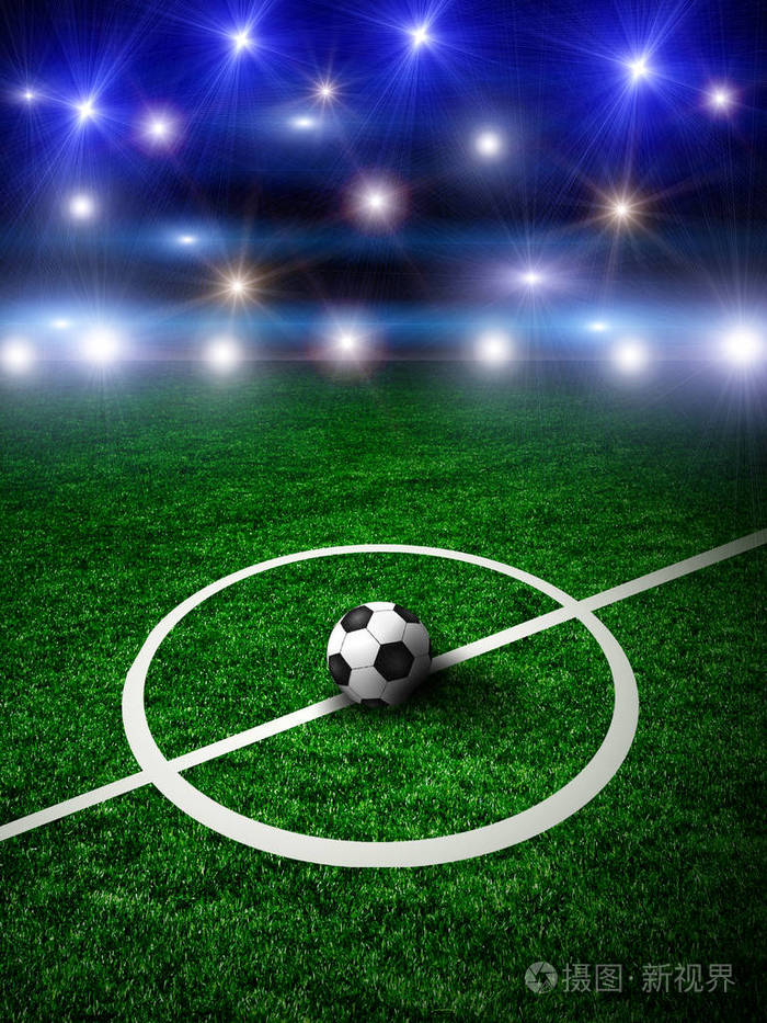 有灯光的绿色足球场