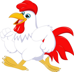 矢量卡通奔跑卡通公鸡奔跑的矢量插图照片