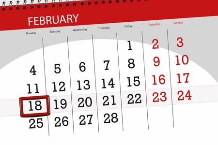 2019年2月月日历计划, 截止日期, 18日, 星期一照片