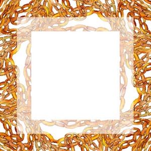 金色连锁时尚魅力插图在水彩画风格的背景。框架边框装饰正方形
