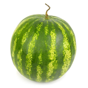 白色背景上分离的成熟圆形西瓜。