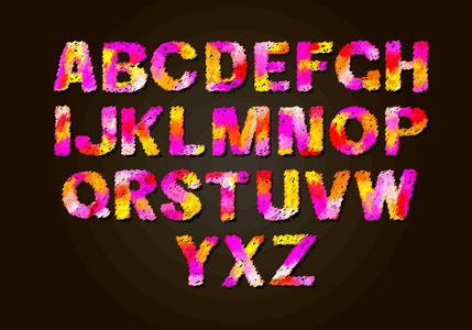 一组五颜六色的字母. 颜色矢量拉丁字母. 彩虹字体颜色.