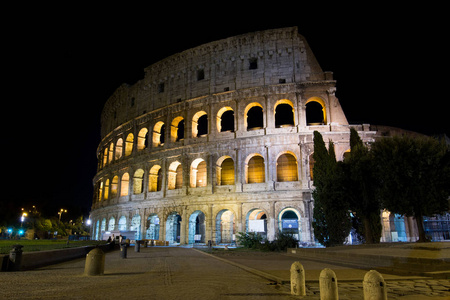 s circus Coliseum, illuminated at night 