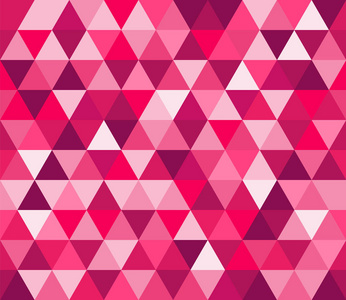 洋红色粉红色三角形无缝图案。几何矢量背景。多边形马赛克装饰背景。易于编辑的设计模板为您的艺术作品。