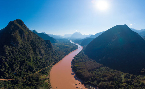 空中全景南瓯江，，，，，，落日，落日，天空，风景，风景，著名的旅游目的地，东南亚