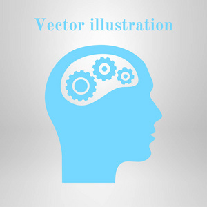 思考图标。 头部齿轮的轮廓