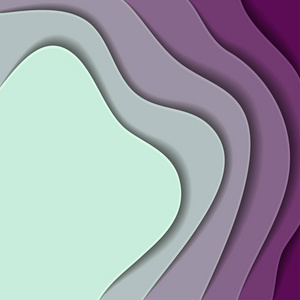 彩色纸波三维背景纹理的层的深度。 紫色绿松石阴影中的抽象背景。 剪纸风格。 矢量EPS10插图。