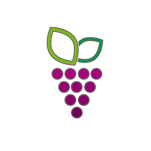 矢量标志抽象葡萄酒串葡萄的线性风格